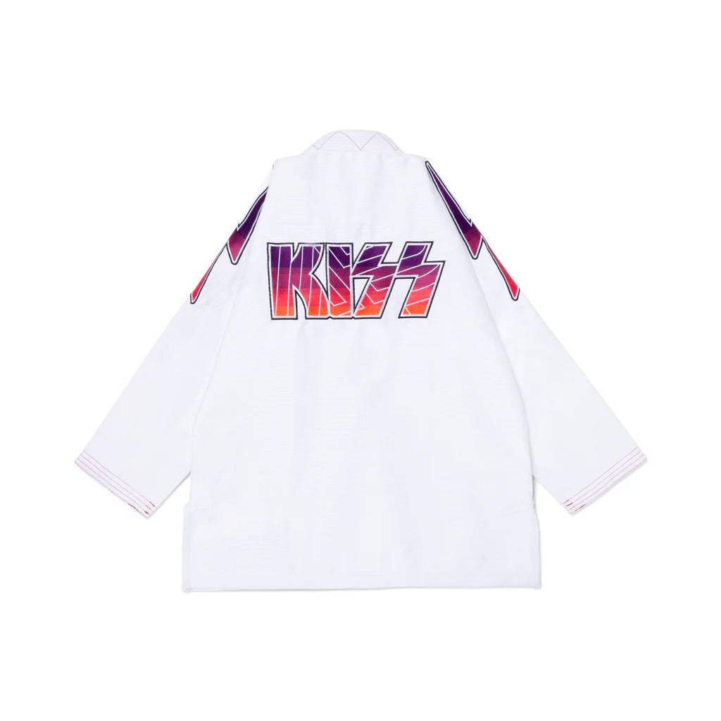 A&P x KISS White Brazilian Jiu-Jitsu BJJ Gi with 400 GSM Pearl Weave Jacket and 10oz Canvas Cotton Pants