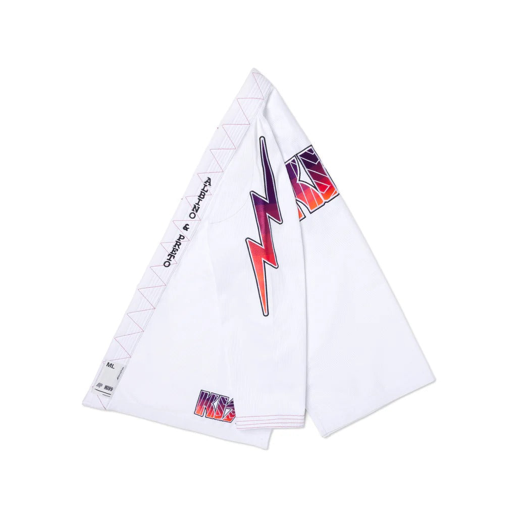 A&P x KISS White Brazilian Jiu-Jitsu BJJ Gi with 400 GSM Pearl Weave Jacket and 10oz Canvas Cotton Pants
