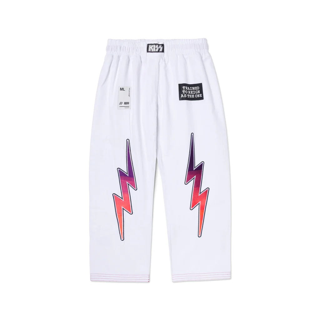 A&P x KISS White Brazilian Jiu-Jitsu BJJ Gi with 400 GSM Pearl Weave Jacket and 10oz Canvas Cotton Pants