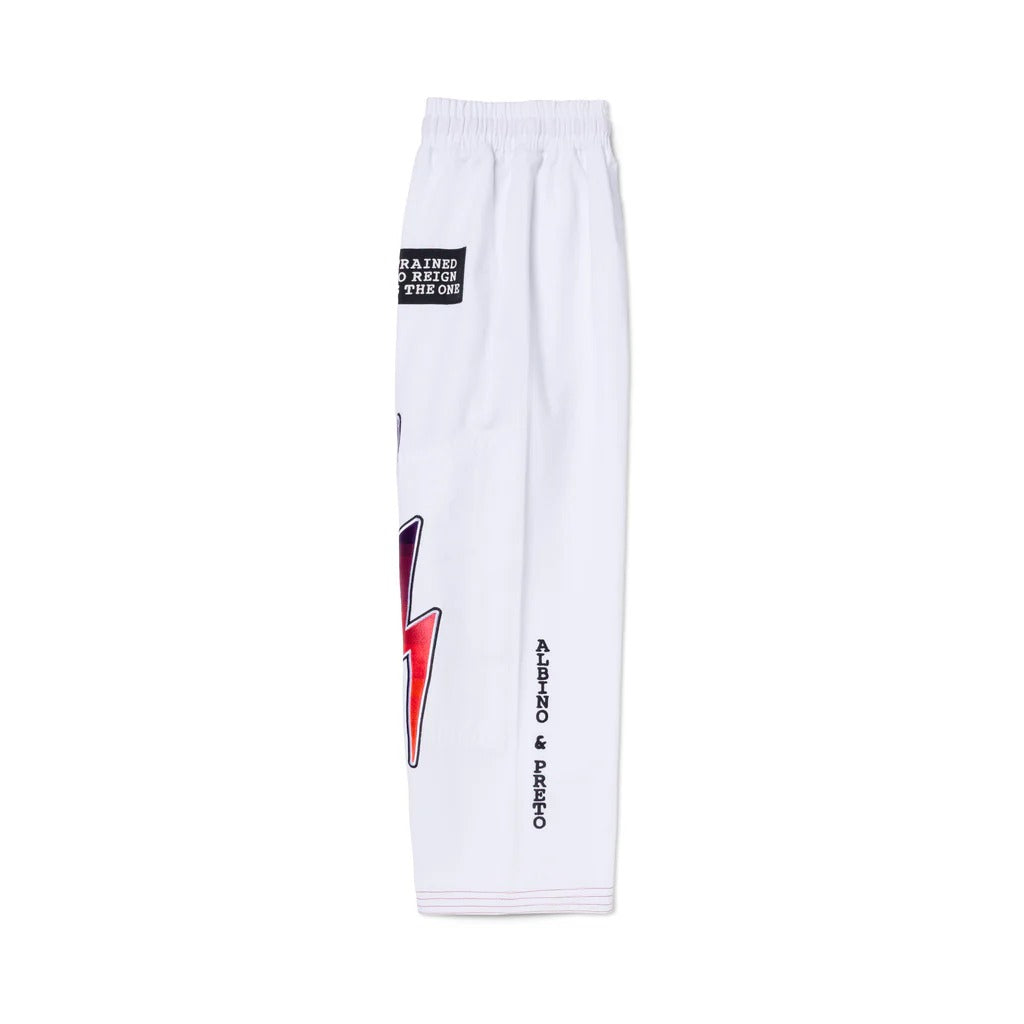 A&P x KISS White Brazilian Jiu-Jitsu BJJ Gi with 400 GSM Pearl Weave Jacket and 10oz Canvas Cotton Pants