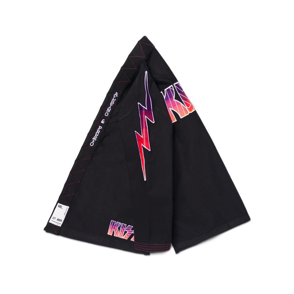 A&P x KISS Black Brazilian Jiu-Jitsu BJJ Gi with 400 GSM Pearl Weave Jacket and 10oz Canvas Cotton Pants