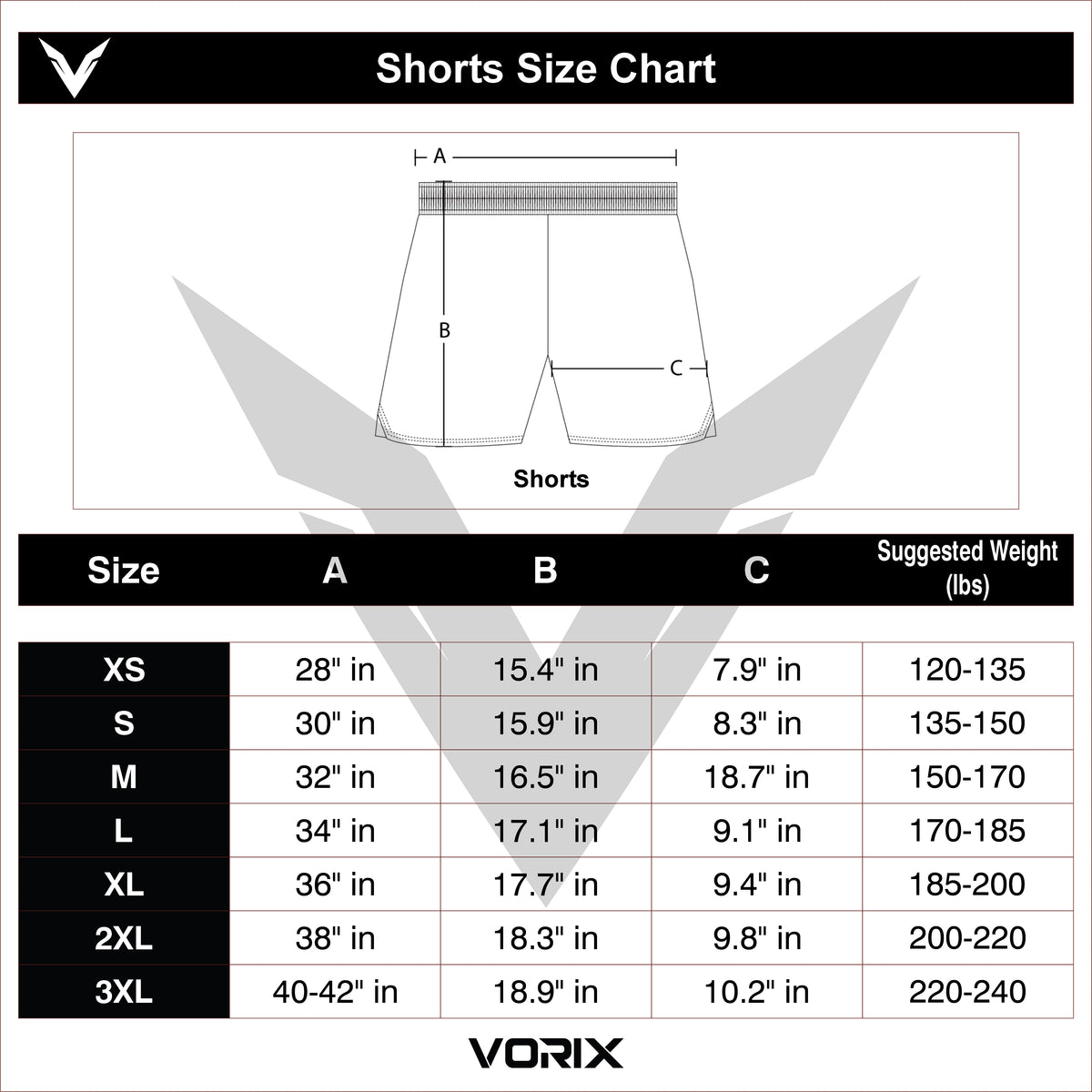 Shorts Size Chart & Guide