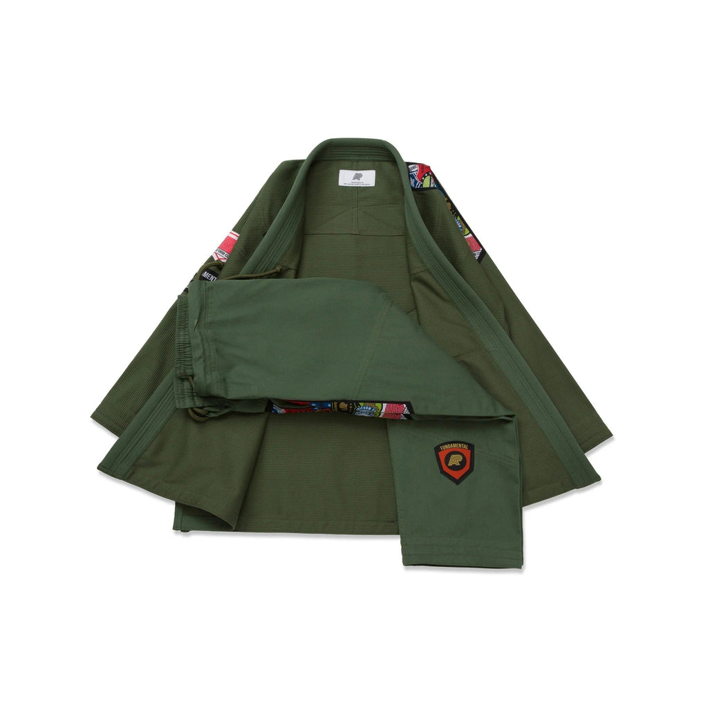 Albino & Preto Fundamental Olive BJJ Gi - Vorix Sport