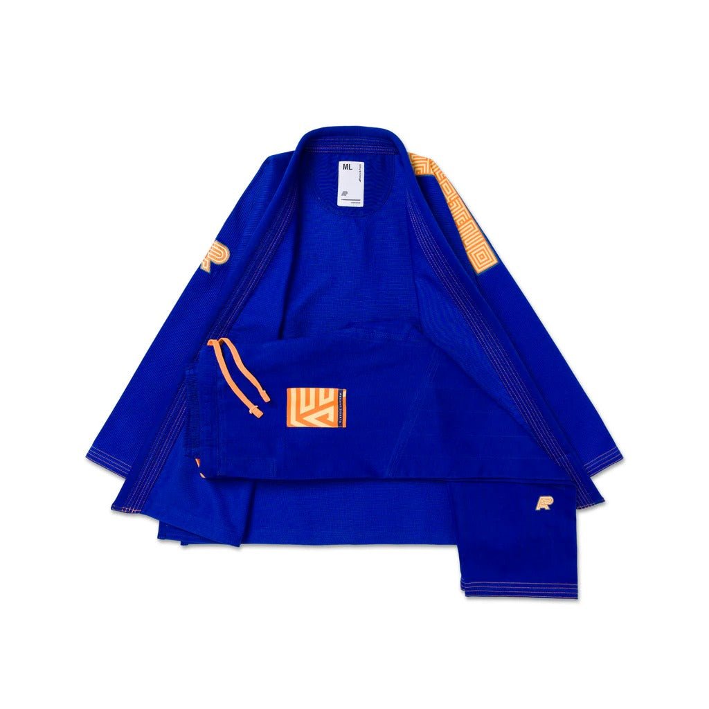 Albino & Preto OBY Herringbone Classic Blue BJJ Gi - Vorix Sport