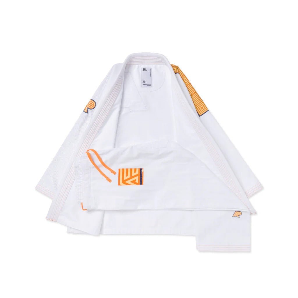 Albino & Preto OBY Herringbone Classic White BJJ Gi - Vorix Sport