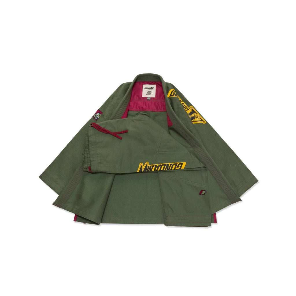 Albino & Preto x Wing Gundam Olive Jiu-Jitsu Gi - Vorix Sport