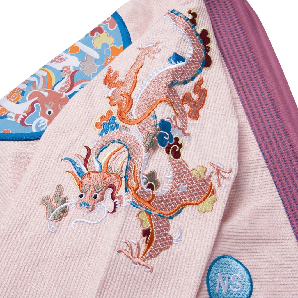 Albino & Preto Year of the Dragon Peach BJJ Kimono - Vorix Sport