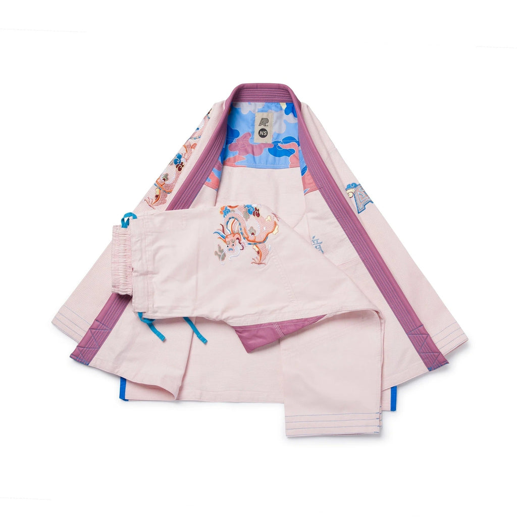 Albino & Preto Year of the Dragon Peach BJJ Kimono - Vorix Sport